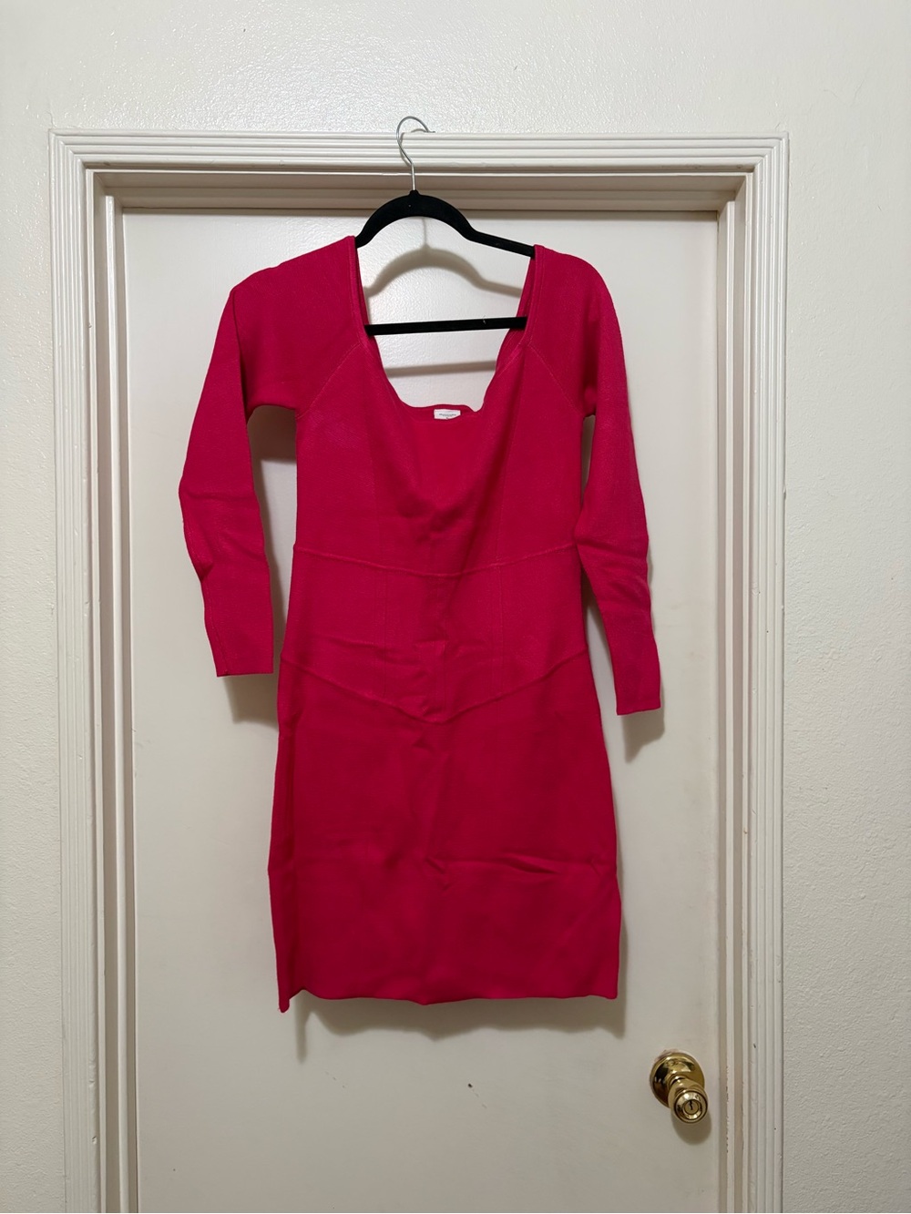 ABERCROMBIE & FITCH HOT PINK LONG SLEEVE CORSET BODYCON MINI DRESS SIZE XL NWT